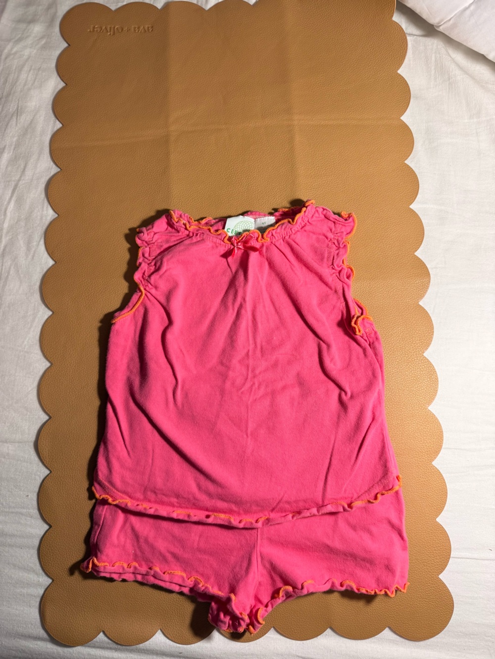 Vintage Circo baby 4t Hot Pink Ruffle Tank & Shorts Set with Orange Trim kids
